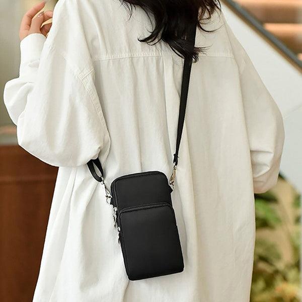 Mobile Phone Bag With Shoulder Strap In Durable Nylon Polyester Black Women's Bags & Handbags