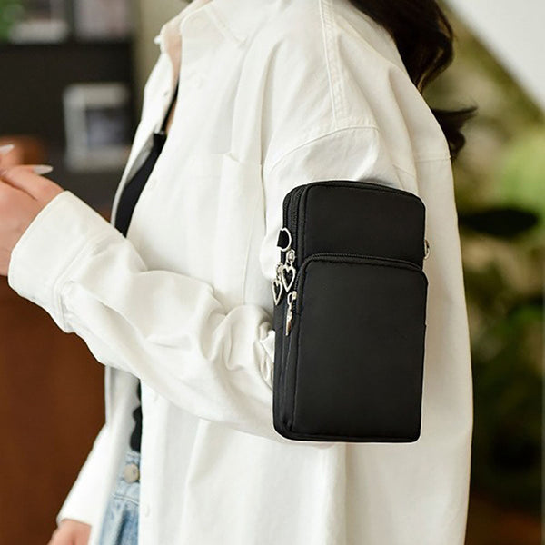 Mobile Phone Bag With Shoulder Strap In Durable Nylon Polyester Black Women's Bags & Handbags
