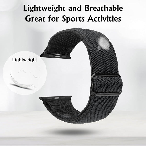 Compatible With Apple Watch Stretch Band 45Mm 44Mm 42Mm Adjustable Sport Bracelet For Men And Women Black Watch Bands