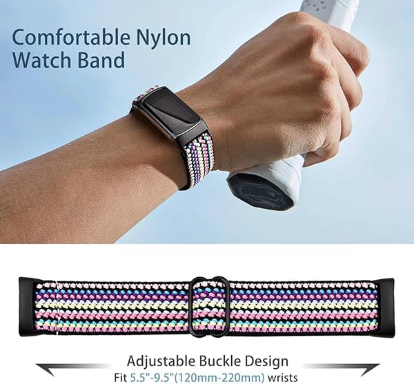 3 Elastic Wristbands For Fitbit Charge 5/6 Breathable Adjustable Nylon Bands Watch Bands