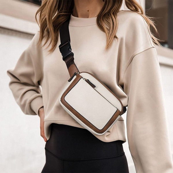 Women Black Crossbody Waist Bag Pu Leather Belt Travel Women's Bags & Handbags