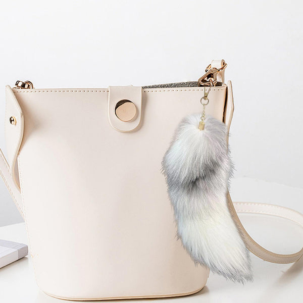 Fake Raccoon Tail Keychain Soft Artificial Fur Pendant Decorative Backpack Ring Ornament Bag Decoration Keyrings