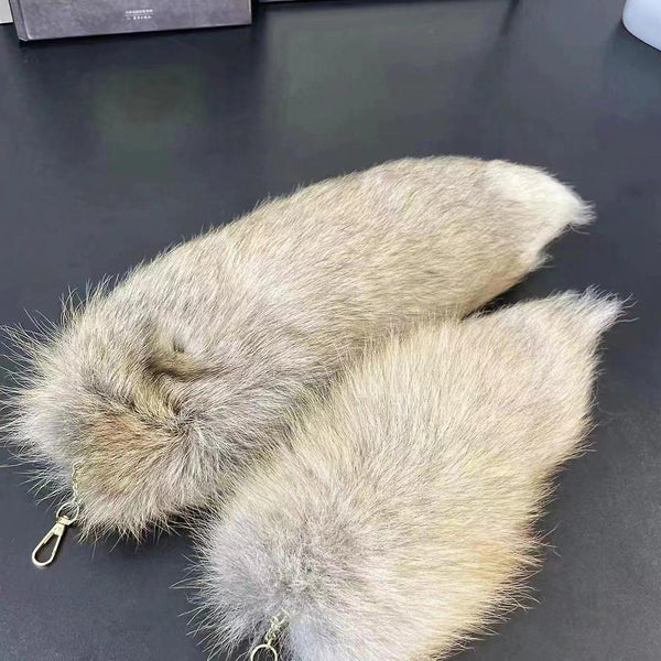Fake Raccoon Tail Keychain Soft Artificial Fur Pendant Decorative Backpack Ring Ornament Bag Decoration Keyrings