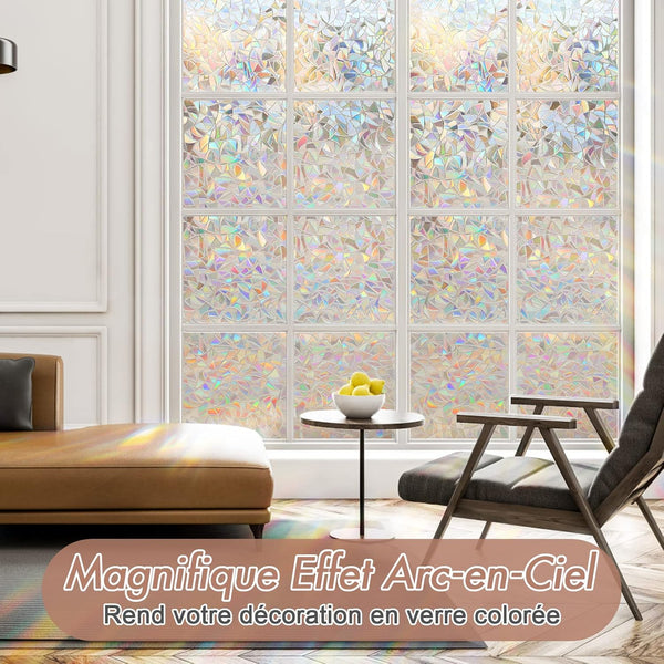 Electrostatic Film Anti Glare Uv 45X200cm Rainbow 3D Decorative Window Film
