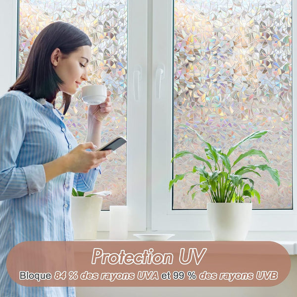 Electrostatic Film Anti Glare Uv 45X200cm Rainbow 3D Decorative Window Film