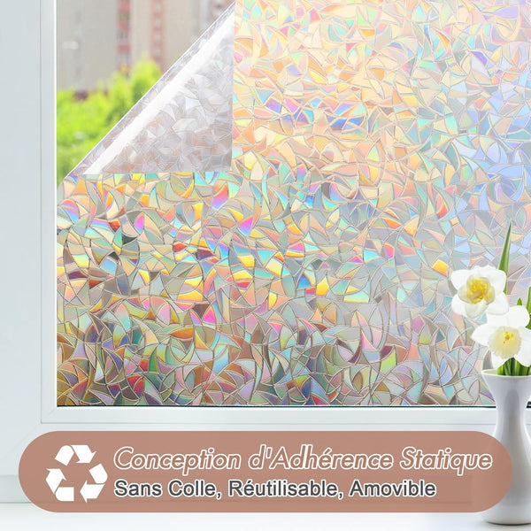 Electrostatic Film Anti Glare Uv 45X200cm Rainbow 3D Decorative Window Film