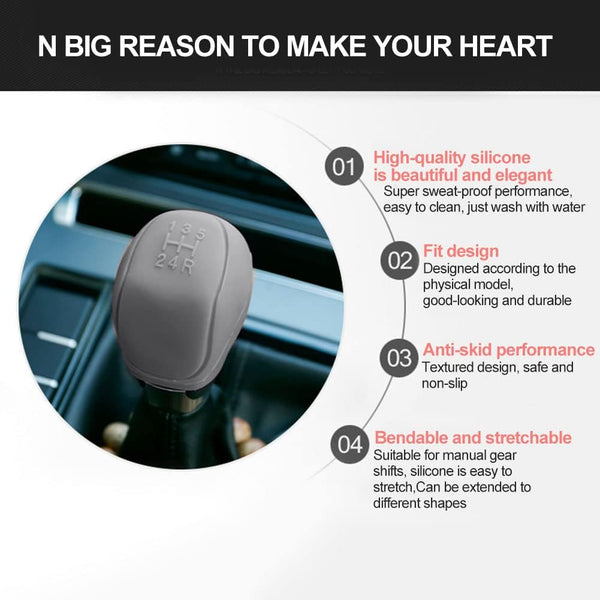 Car Silicone Gear Shift Knob Covers Black Grey 2 Pack 6 Speed Compatible With Various Models Other Car Interior