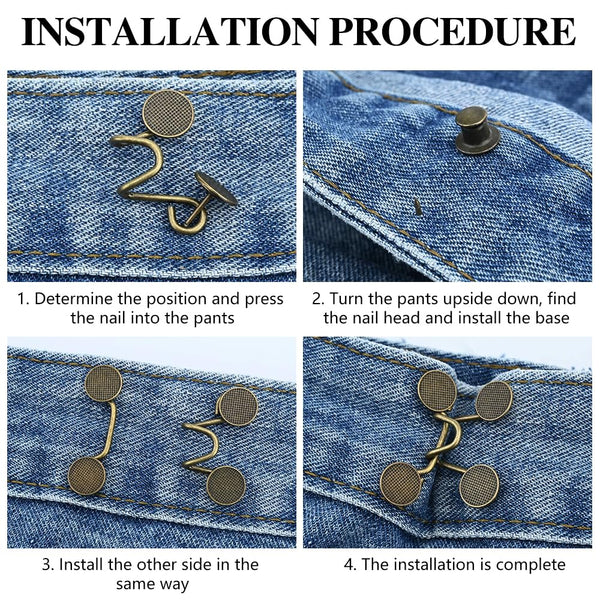 Jeans Waist Adjustment Set Removable No Stitch Buckle For Tightening Belts
