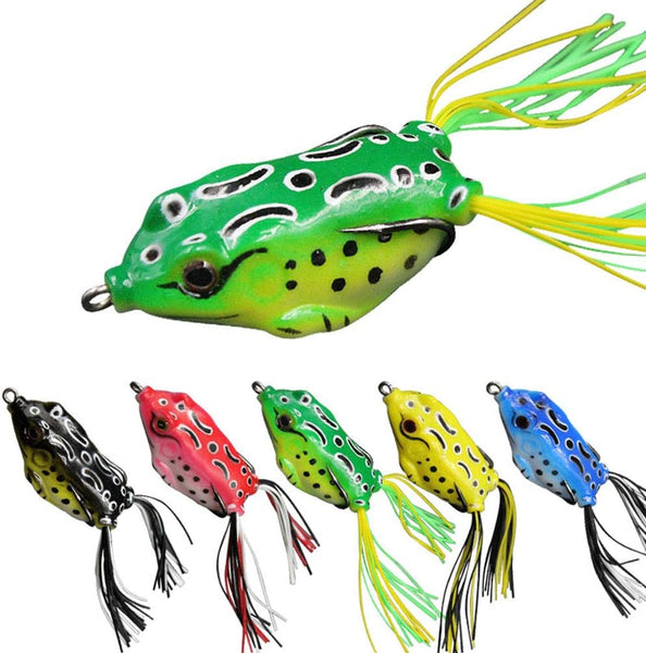 5 Pcs Crank Frog Soft Fishing Lures With 3D Eyes For Freshwater & Saltwater Baits & Lures