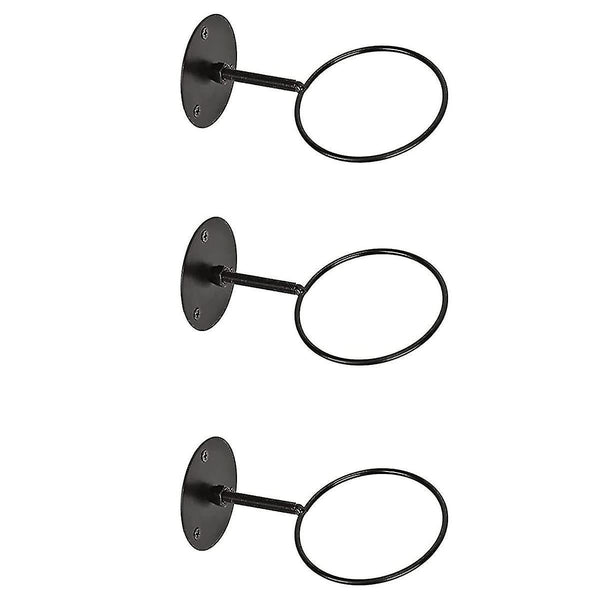 3Pc Iron Wall Mounted Ball Rack For Basketball Football Rugby Black Ball Racks