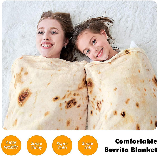 Burrito Blanket Double Sided Giant Flour Tortilla Blankets