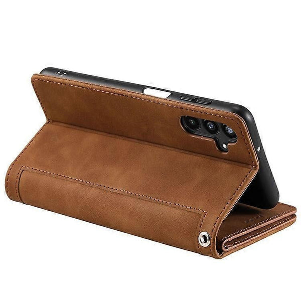 Compatible With Samsung Galaxy A26 5G Phone Case Pu Leather Zipper Wallet 9 Card Slots Brown Cases Covers & Skins