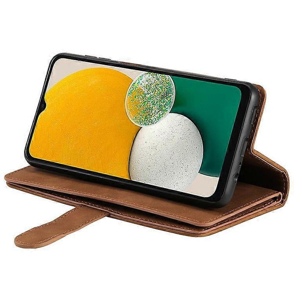 Compatible With Samsung Galaxy A26 5G Phone Case Pu Leather Zipper Wallet 9 Card Slots Brown Cases Covers & Skins
