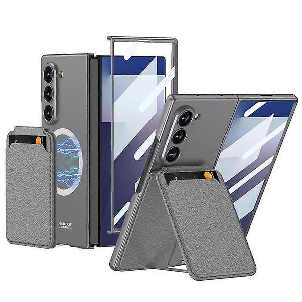 Magnetic Card Slot Case For Compatible With Samsung Galaxy Z Fold7 5G Grey Cases Covers & Skins