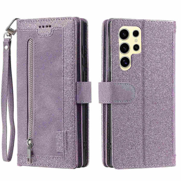 Compatible With Samsung Galaxy S25 Ultra Case Pu Leather Wallet Cover Zipper And 9 Card Slots Cases Covers & Skins