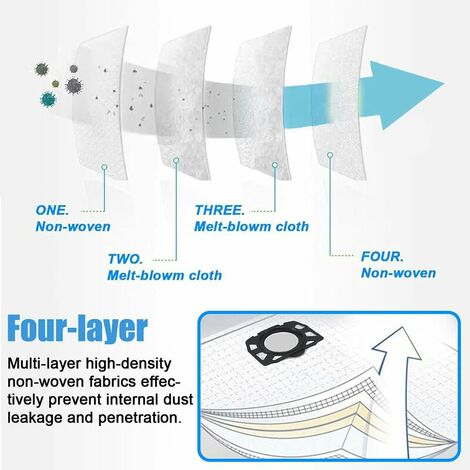 10 Pcs For Karcher Wd4 Wd5 Wd6 Mv4 Mv5 And Mv6 Vacuum Cleaner Bags