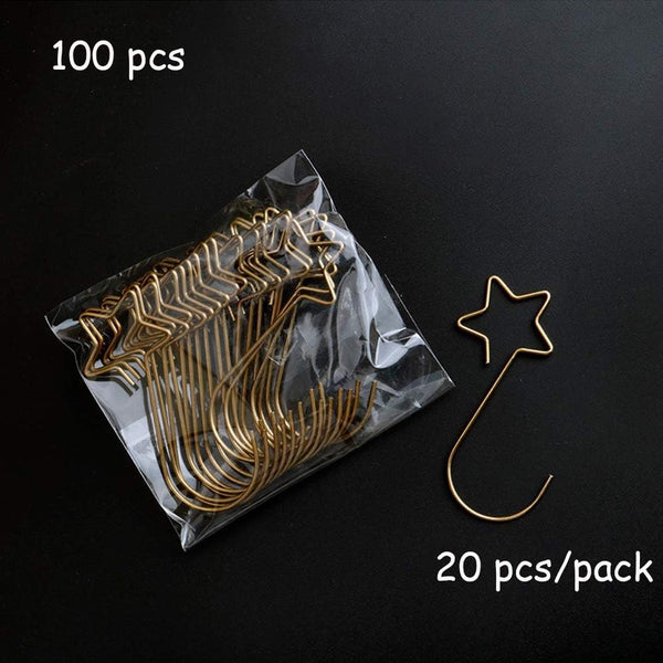 Gold Star Christmas Tree Baubles Hooks 100 Pack For Decoration Seasonal Decorations
