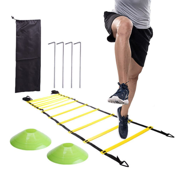 Football Speed And Agility Training Equipment 18 Piece Set With Ladders Cones Parachute Training Aids