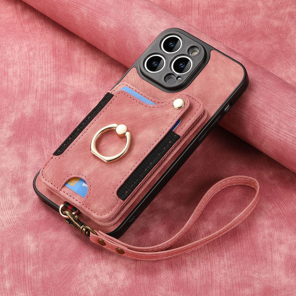 Iphone 11 Compatible Leather Case With Rfid Blocking Multi Functional Card Holder Lanyard Anti Theft Ring Light Purple Cases Covers & Skins