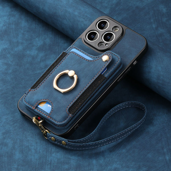 Iphone 11 Compatible Leather Case With Rfid Blocking Multi Functional Card Holder Lanyard Anti Theft Ring Light Purple Cases Covers & Skins