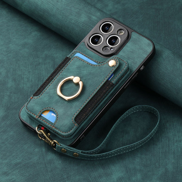 Iphone 11 Compatible Leather Case With Rfid Blocking Multi Functional Card Holder Lanyard Anti Theft Ring Light Purple Cases Covers & Skins