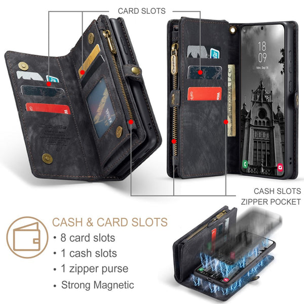 Galaxy S25 Wallet Case With Multi Slot 2 In 1 Design Black Slim Protective Cover Card Holder For Compatible Samsung Cases Covers & Skins
