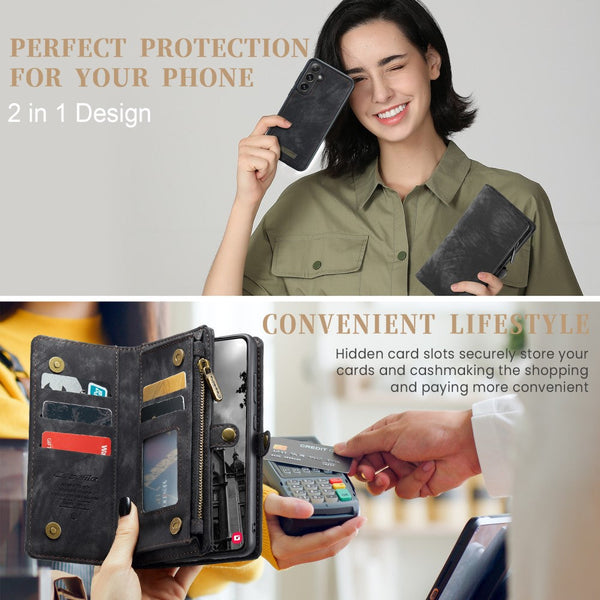 Galaxy S25 Wallet Case With Multi Slot 2 In 1 Design Black Slim Protective Cover Card Holder For Compatible Samsung Cases Covers & Skins