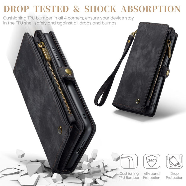 Galaxy S25 Wallet Case With Multi Slot 2 In 1 Design Black Slim Protective Cover Card Holder For Compatible Samsung Cases Covers & Skins