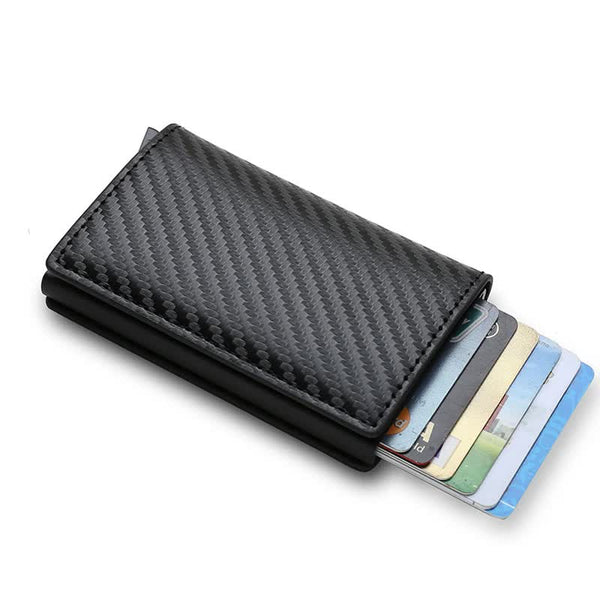 Carbon Fiber Wallet Men Rfid Black Trifold Leather Slim Mini Small Money Card Holder Wallets