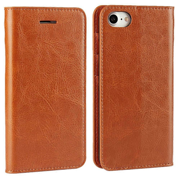 Iphone 4.7 Inch Leather Flip Phone Case Compatible With Se (2020) (2022) 8 Brown Cases Covers & Skins
