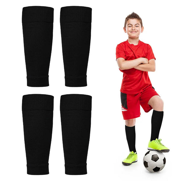 Football Socks With Shin Guards 2 Pairs Black For Children's Matches Shin Pads