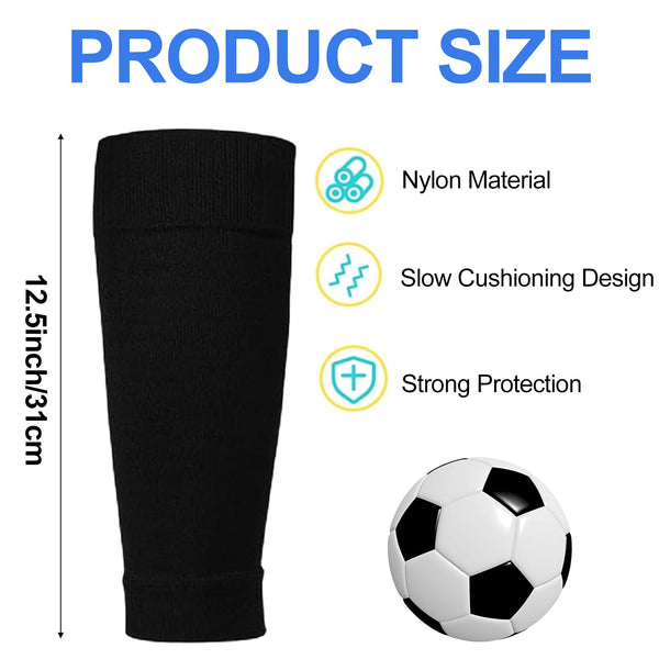 Football Socks With Shin Guards 2 Pairs Black For Children's Matches Shin Pads