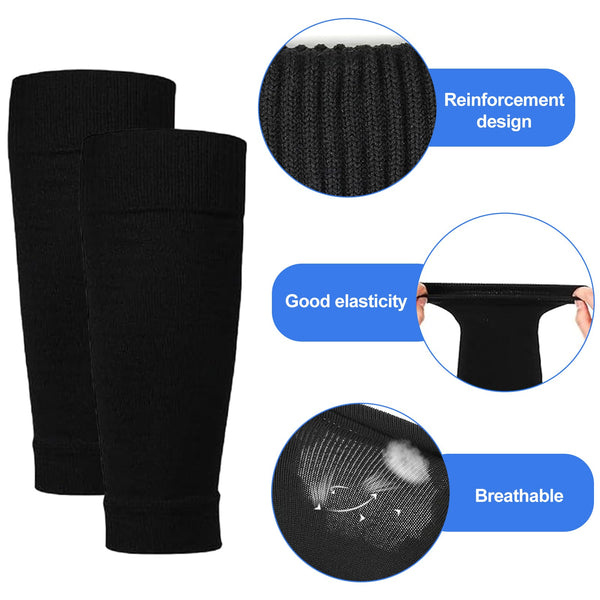 Football Socks With Shin Guards 2 Pairs Black For Children's Matches Shin Pads
