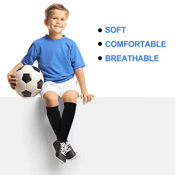 Football Socks With Shin Guards 2 Pairs Black For Children's Matches Shin Pads