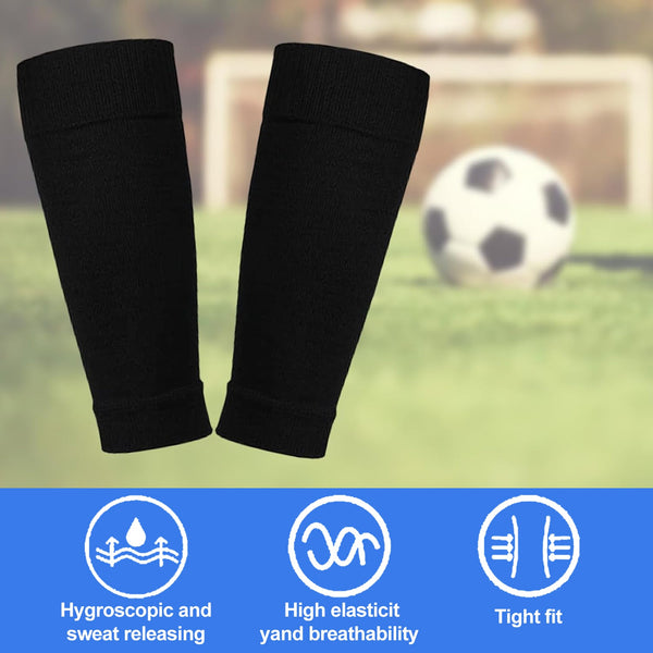 Football Socks With Shin Guards 2 Pairs Black For Children's Matches Shin Pads