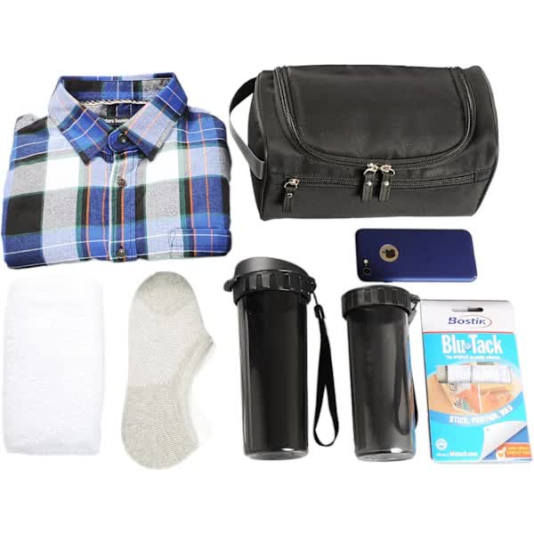 Men's Small Travel Toiletry Bag Black For Shaving Shower Hygiene Items Bags