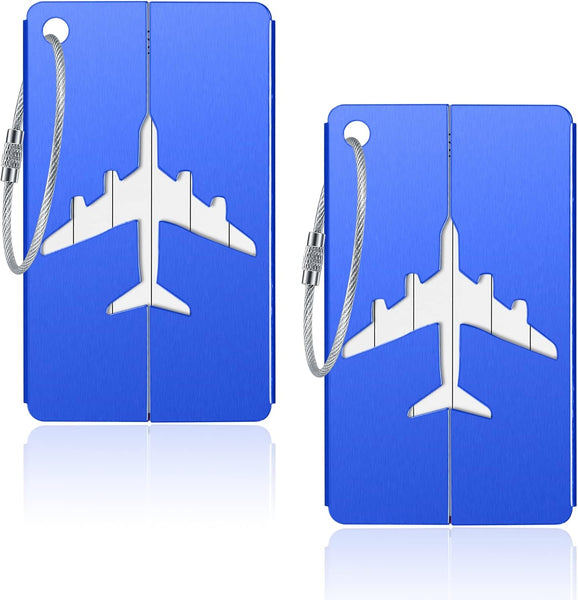 2 Pcs Aluminum Metal Suitcase Labels With Name Id Address Card Luggage Tags