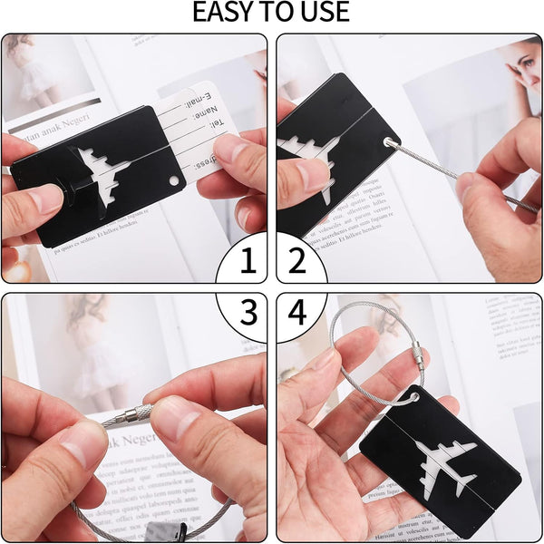 2 Pcs Aluminum Metal Suitcase Labels With Name Id Address Card Luggage Tags