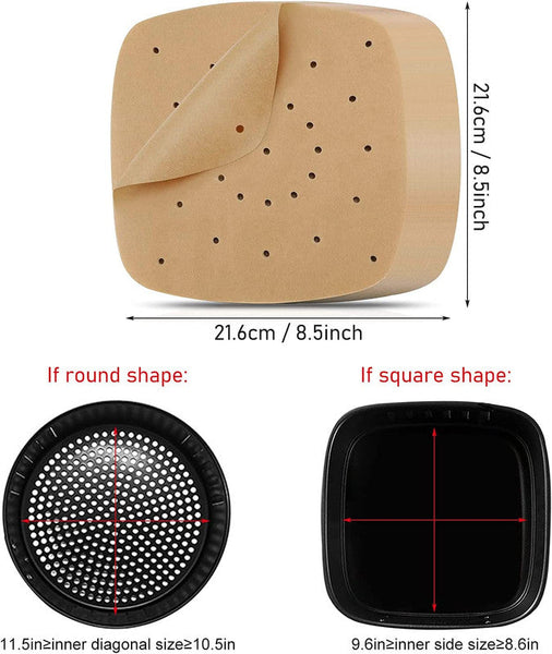 Aster Air Fryer Parchment Paper Liners 100 Pack 21.5Cm White Air Fryer Accessories