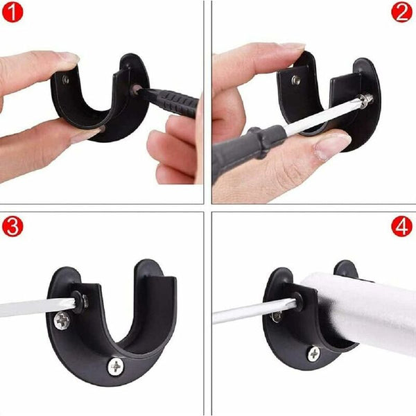 Wall Mounted Clothes Rod Holder For 1.26 Inch Diameter Shower Curtain Bracket Pack Curtain Poles & Accessories