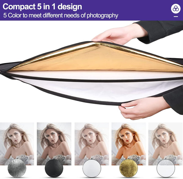 5 In 1 Foldable Light Reflector 60 X 90 Cm Large Oval Portable Photo With Carrying Bag Other Camera & Photo Accs