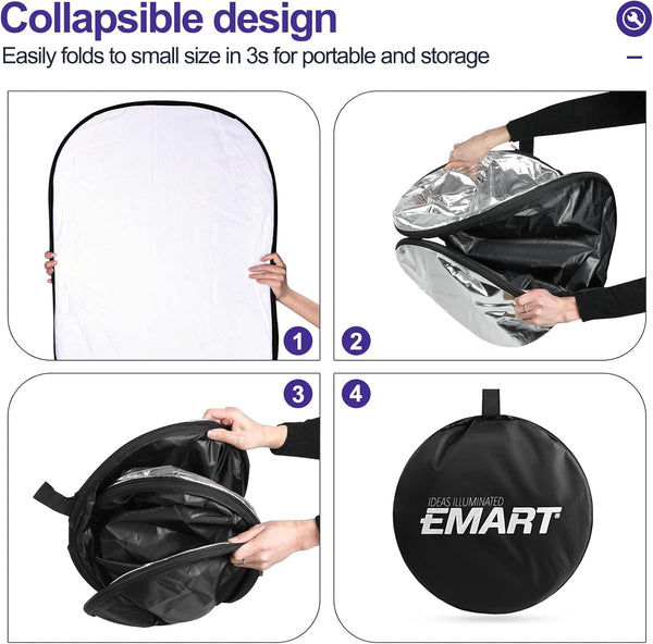 5 In 1 Foldable Light Reflector 60 X 90 Cm Large Oval Portable Photo With Carrying Bag Other Camera & Photo Accs