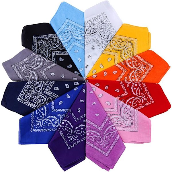 12 Pack Bandana Scarf 54X54cm Unisex Handkerchief Colors Scarves & Wraps