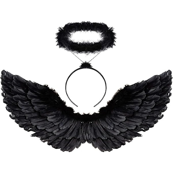 Halloween Devil Feather Wings For Kids Black Costume Accessories Dress Up Costumes
