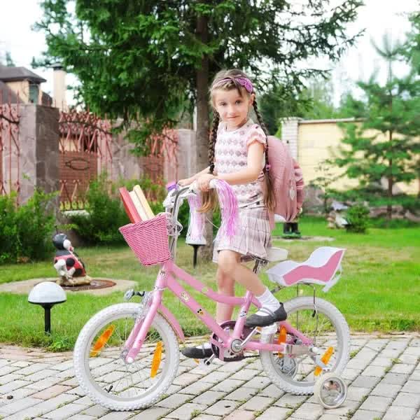 Pink Purple Children's Bicycle Basket With Adjustable Front Straps Bicycle Baskets