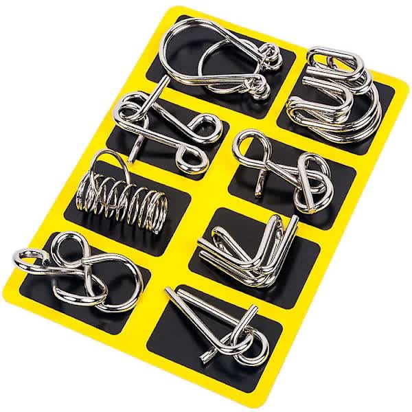 8Pcs Metal Brain Teaser Puzzle Rings Iq Training Game For Kids And Adults Board Games