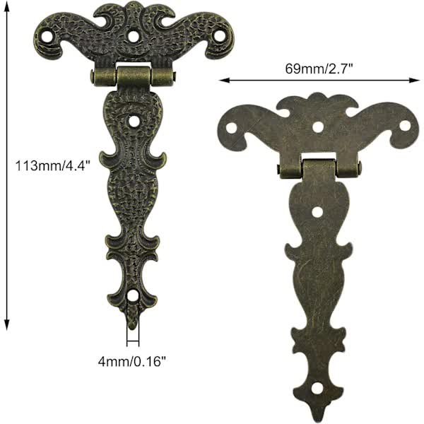 Antique Hinges Bronze Decorative Retro Carved Cabinet For Doors Cupboard Jewelry Box 6 Pcs Door Hinges