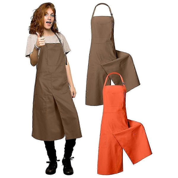 Ceramic Split Leg Brown & Orange Polyester (2 Pack) Aprons