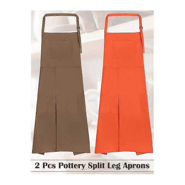 Ceramic Split Leg Brown & Orange Polyester (2 Pack) Aprons