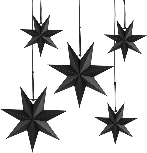 Hanging Christmas Decorations 5 Pcs Black Stars Paper 3 Diameter 25Cm 40Cm For Wedding Party Diy Seasonal Decorations